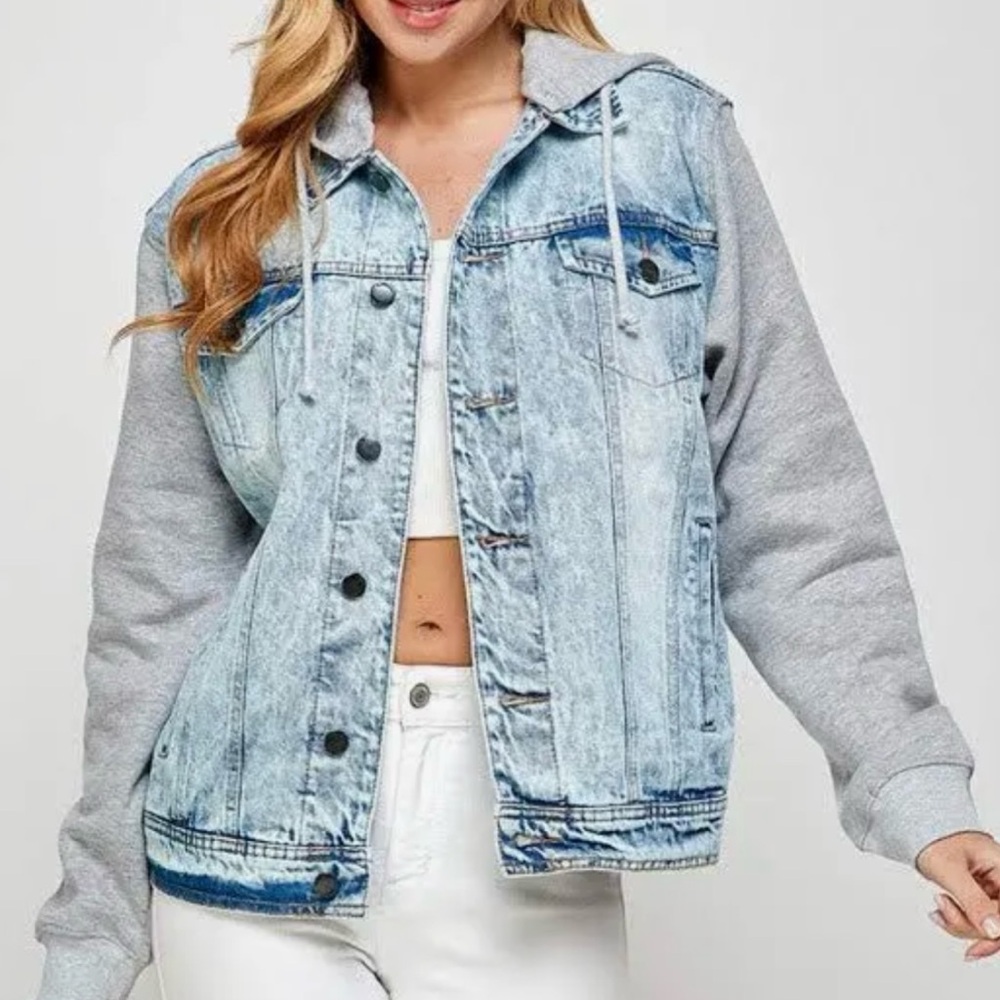 Jean Jacket with hood- Like New